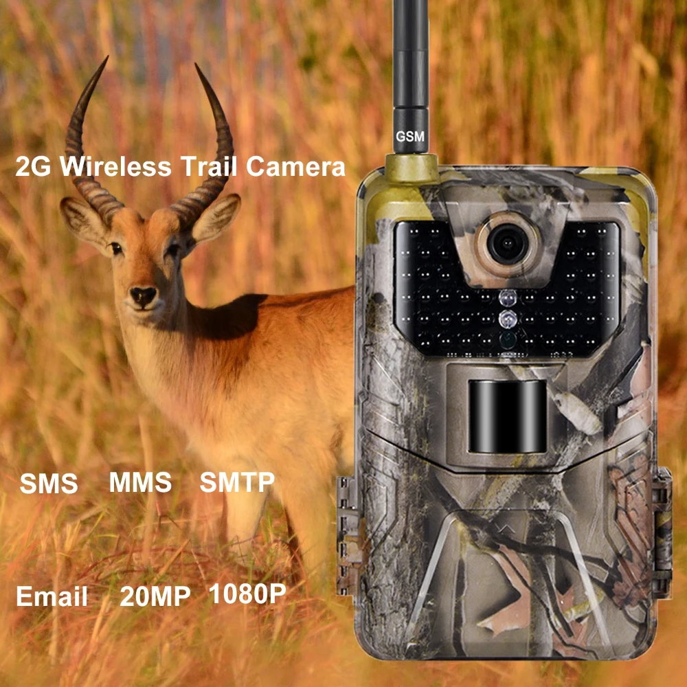 2G MMS SMTP Trail Camera Email Wildlife Hunting Cameras Cellular Wireless 20MP 1080P Night Vision Photo Trap HC900M
