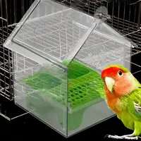 Bird Feeder House Parrot Feeder Water and Food Dispenser Bathing Tub for Pet Lover Hummingbird Finch Watching in Garden Balcony