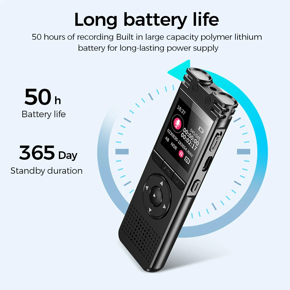 Mini Digital Voice Recorder High-Quality Audio Voice Activated Recorder Portable Sound Recording Real Time Record MP3 Player