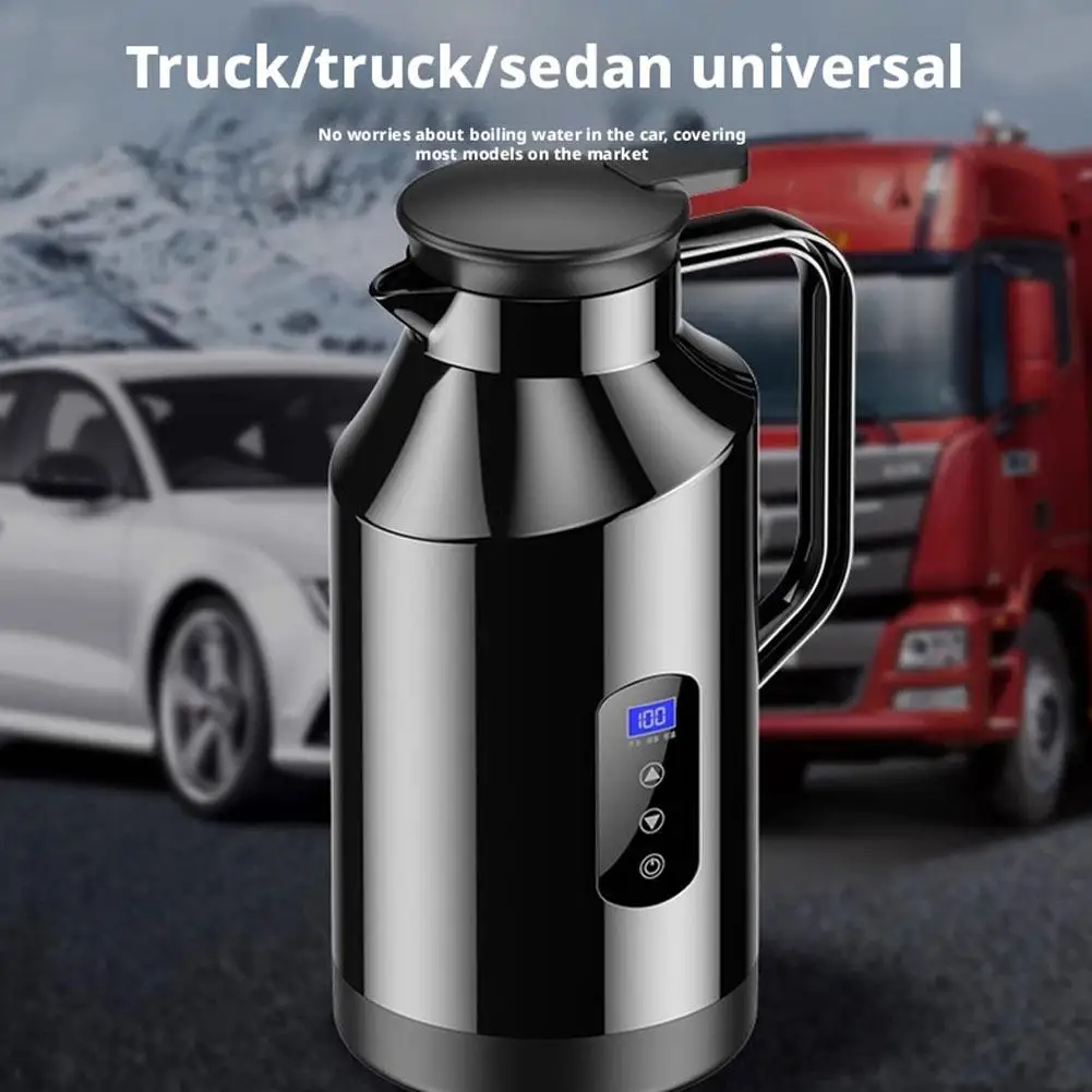 차량용 전기 주전자 1500ML 전기 가열 차량용 주전자 304 액세서리 끓는 물 스틸 12V 빠른 가열 겨울용 차량용 스테인리스 24V T7O2