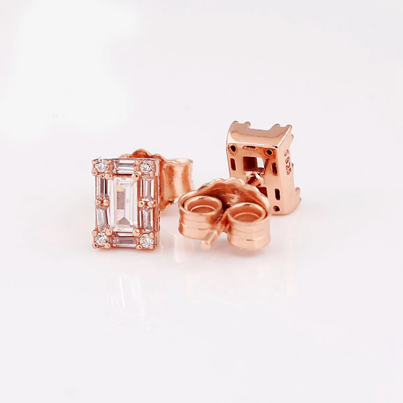 2022 Authentic 925 Sterling Silver Earring Sparkling Star Blue Gem Golden Heart Halo Stud Earrings Women Jewelry BirthdayGift