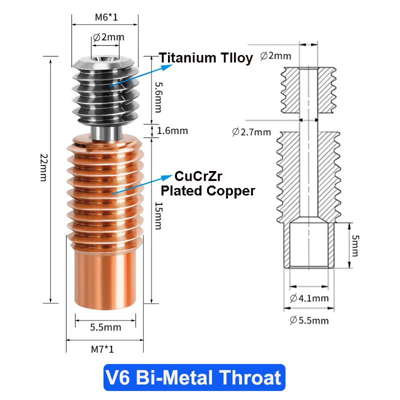 peças de impressora cr10 bi-metal heatbreak cobre