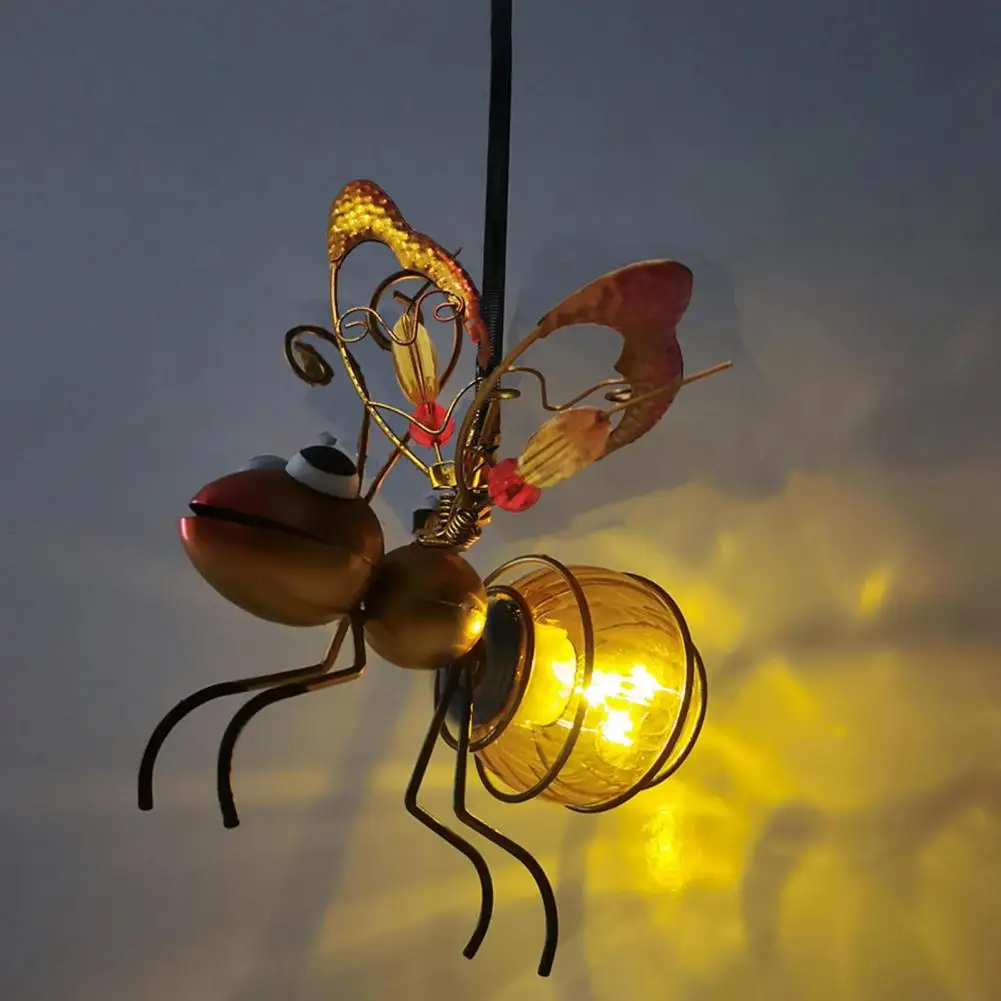 Metall Solar Bienen Laterne Garten Dekor LED Hängende Libelle Bienen Solar Licht Garten Skulpturen Für Terrasse Hof Outdoor Dekoration