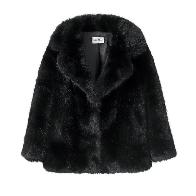 black long fur coat