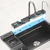 Waterfall Large Single Sink Kitchen Stainless Steel with Trash Can Multifunctional Vegetable and Dishwashing Basin Sink 5
