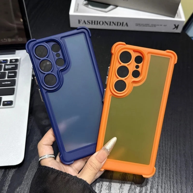 Shockproof Clear Matte Military Armor Case with Hybrid Translucent Protective Frame