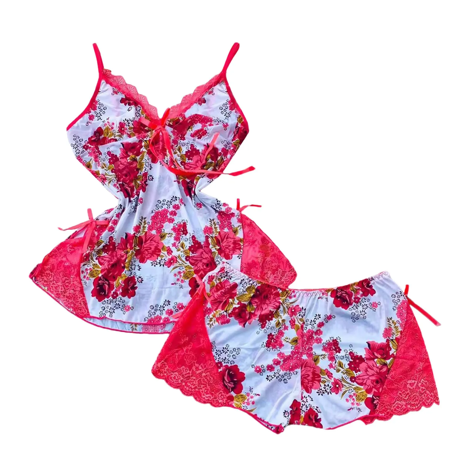 

Women's Suspender Pajama Set Pajama Lace Short Style Pajama Set With Shorts