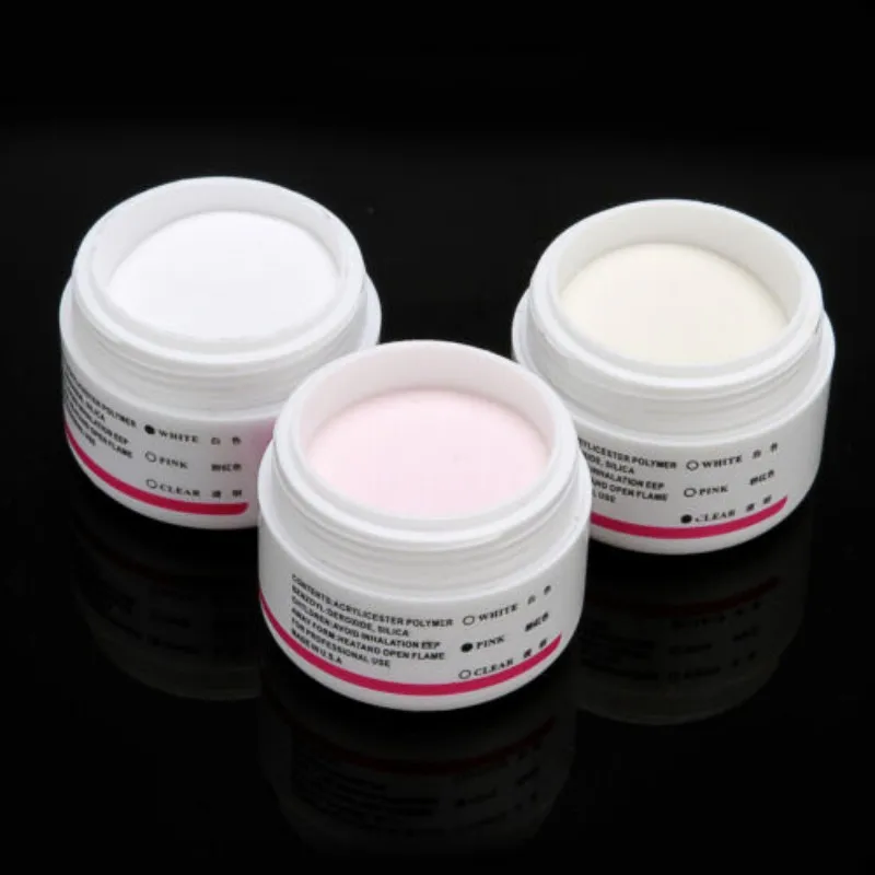 1PC Acrylic Powder Nail Extension Clear Pink White Flower Carving Crystal Polymer 3D Glitter Powder Professional Manicure Tools