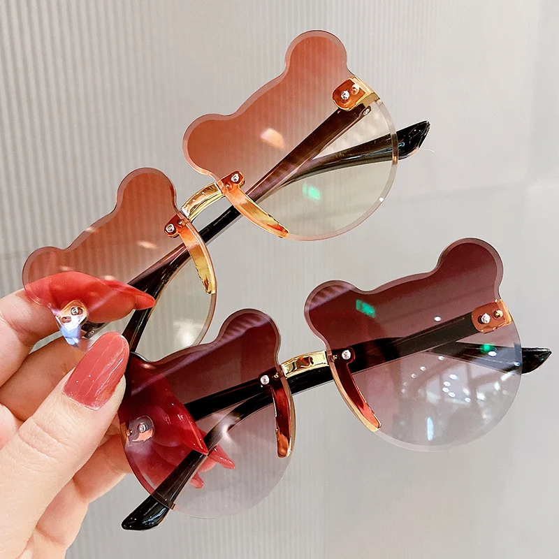 Trendy Girls Boys Sun Glasses Cartoon Eyeglasses Shades Driver Goggles Anti-glare Kids Sunglasses Bear Shape Children Glasses