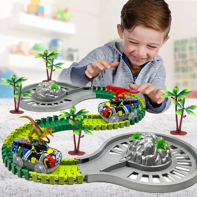 Jouets de piste de course du monde des dinosaures pour enfants