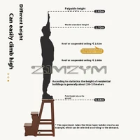 Solid Wood Folding Ladder Stool Household Three-step Climbing Stool Dual-use Indoor Multifunctional Step Ladder Stool 5