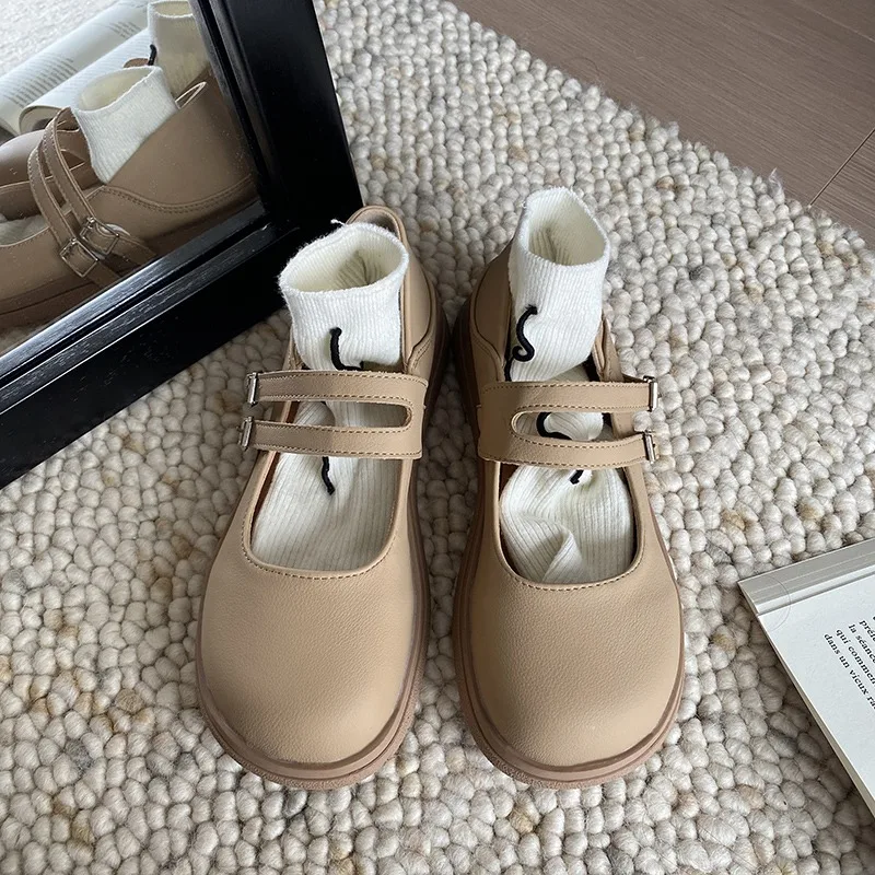 Chaussures Rondes Mary Janes Décontractées Pour Adultes, Haute Qualité, Solide, Sangle, Peu Profonde, Chaussures Plates Concises Pour Femmes, Printemp