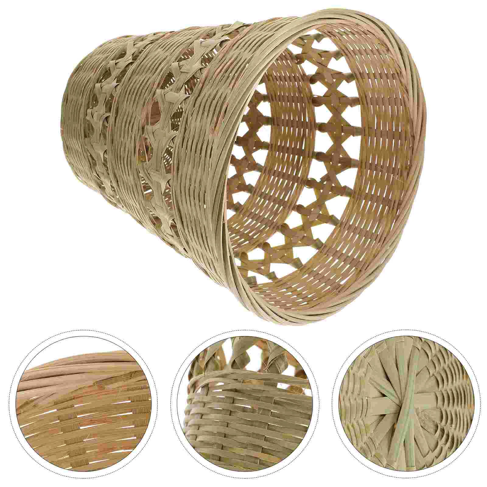 

Bamboo Trash Can Hand-woven Rubbish Basket Laundry Baskets Rural Wood Natural Weaving Garbage Office