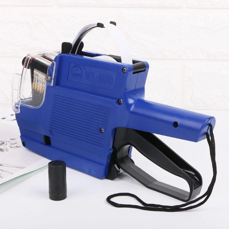 MX-6600 10 자리 숫자 2 라인 Labeller 가격표 건 레이블 소매점 가격 책정 태그 디스플레이 도구 + 잉크 롤러 용 2 줄