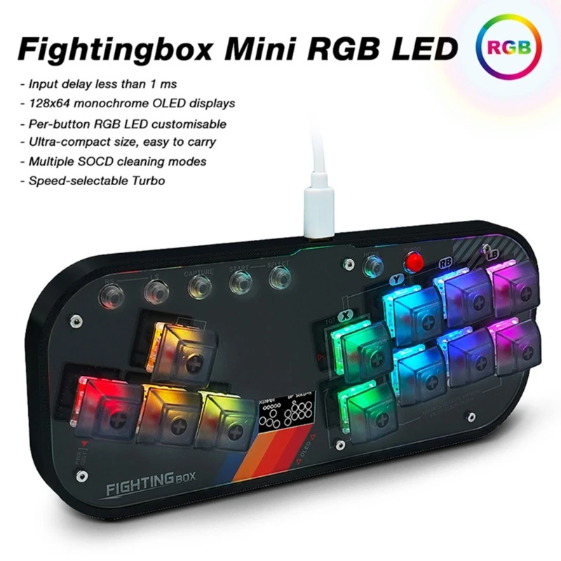 

SOCD Fightstick Mini Hitbox Game Controller Fighting Joystick for PC/NS/Mister with Type-C Port Gaming Accessories