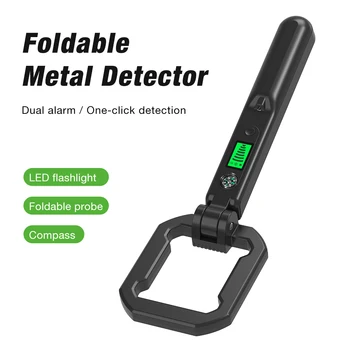 Rilevatore di Metalli Portatile Pieghevole per Oro, Argento, Rame e Ferro 360° ° Scanner Metallico a Scansione Laterale con Display LCD e Vibrazione Sonora