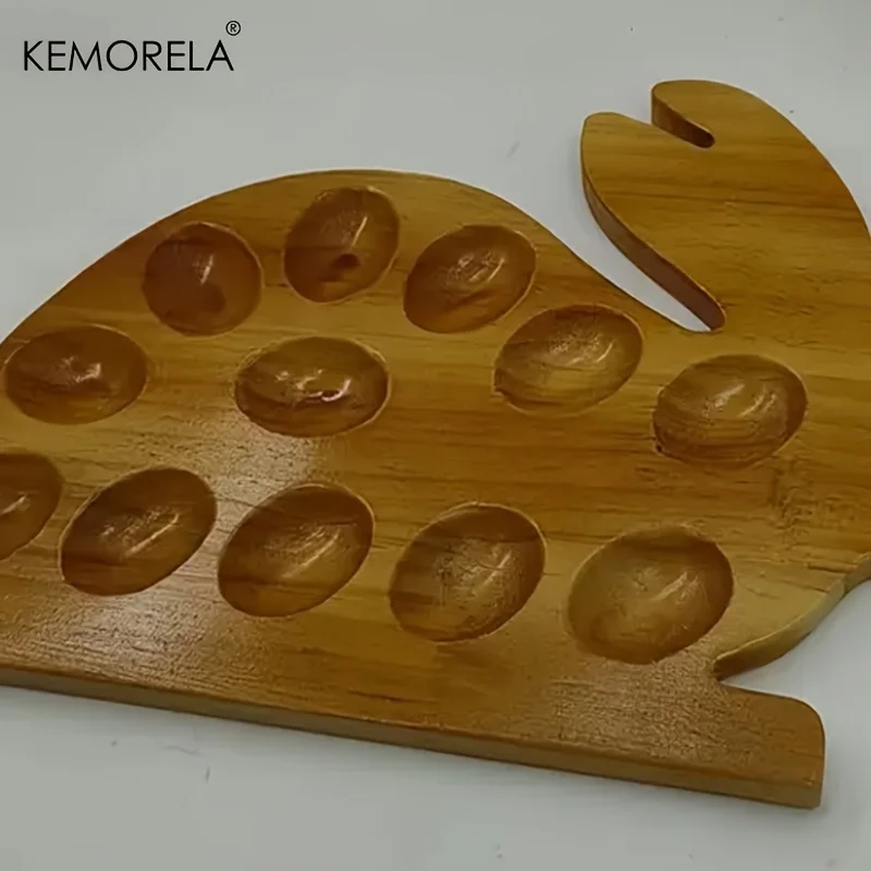 1Pc Wooden Bunny Shaped Egg Tray Egg Storage Holder Double Sided Cake Tray Bunny Shaped Wooden Plate Kitchen Storage Accessories 5