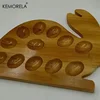1Pc Wooden Bunny Shaped Egg Tray Egg Storage Holder Double Sided Cake Tray Bunny Shaped Wooden Plate Kitchen Storage Accessories 5