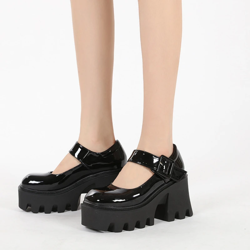 

Black High Heels Mary Jane Shoes Women Vintage Chunky Platform Pumps Japanese Style Lolita Shoes Girls for School