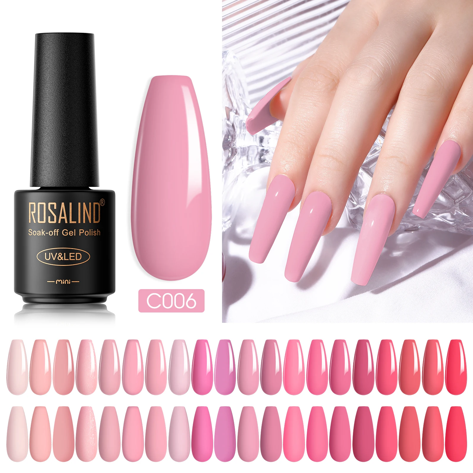 ROSALIND Nail Polish Varnish hybrid Red Series Nail Art Vernis Semi Permanent Base Top Coat UV LED Soff Off Gel nail polish