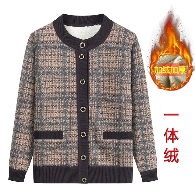 Gilet tricoté épais en velours pour grand-mère, gilet chaud, ample,  décontracté, pour automne et hiver | AliExpress