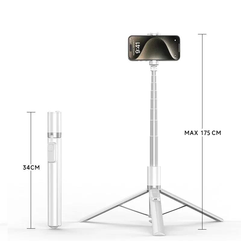 Ultra Long Selfie Stick with Bluetooth Remote and Auto Open Feature