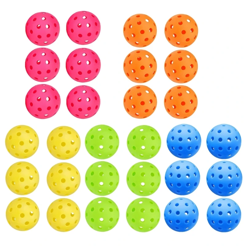 

Colorful Pickleball Balls 40 Holes Small Drilled Holes, Durable and Consistent Bounce Outdoor Picklebal Balls, 6-Pack Dropship