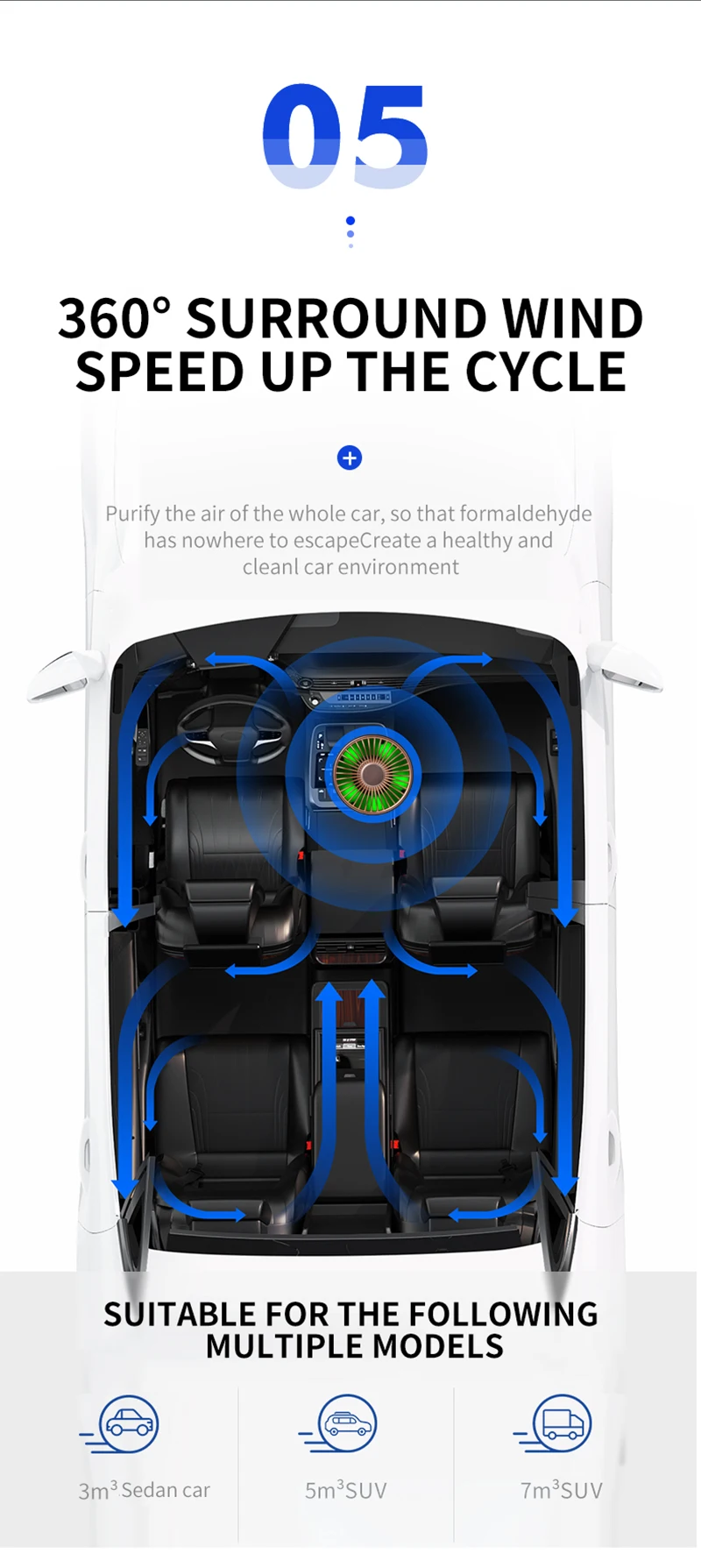 Xiaomi-Ozone Generator Purificador de ar para casa,