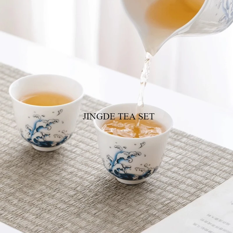 1pc Boutique Ceramic Teacup Tea Bowl Jingdezhen White Porcelain Tea Cup Personal Single Cup Tea Set Supplies Home Drinkware