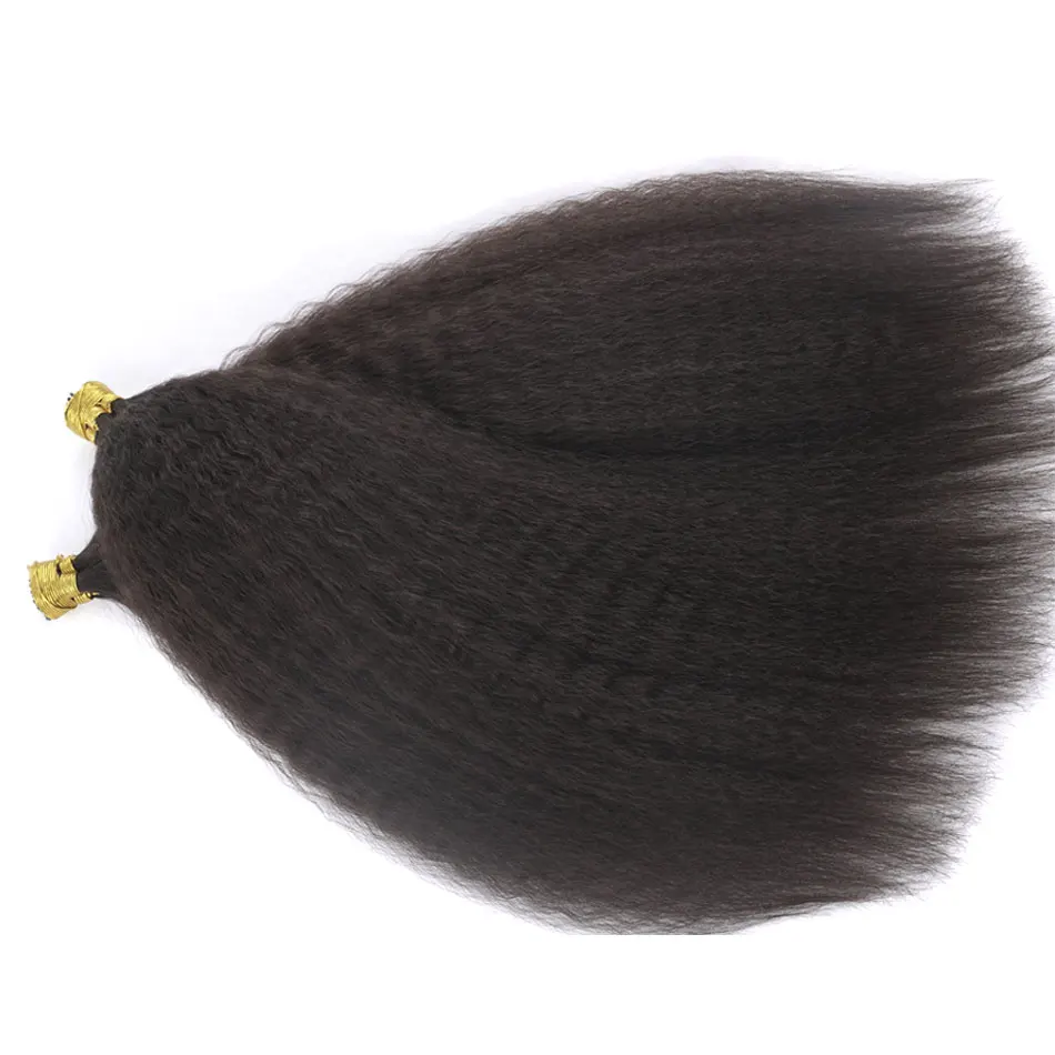 Hair Extensions Kinky Straight I Tip Hair Extensions Remy Mongolian Hair For Women Brown Blonde Natural Black ITip Microlinks For Salon