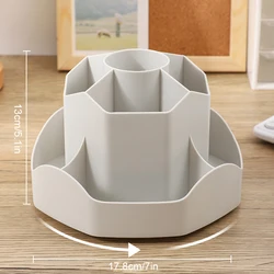 Spacious Rotating Pen Holder Luxury Desktop Organizer (Grey)