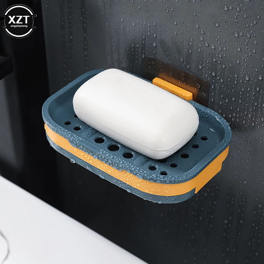 Newest Soft Silicone Non-slip Soap Holder Bathroom Strong Suction Drain Rack Soap Dishes Home Suction Cup Wall Mounted Soap Dish 3