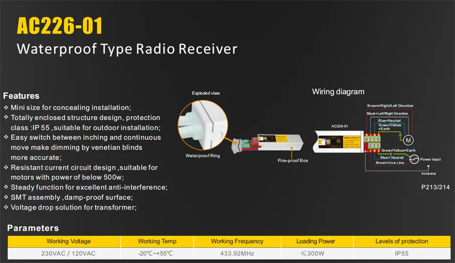 receptor de rádio RF, A-OK AC226-01, RF433