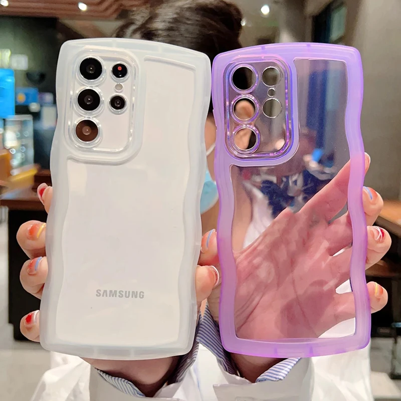 Curly Wave Transparent Anti-Knock Bumper Case with All-Round Camera Protection