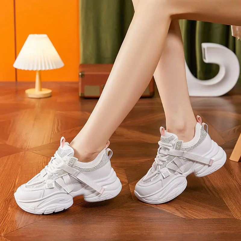 CICIYANG 6cm Chunky Platform Mesh Sneaker Women Summer Shoes 2024 New Fashion Hollow Breathable Mesh Shoes Ladies Casual Sports