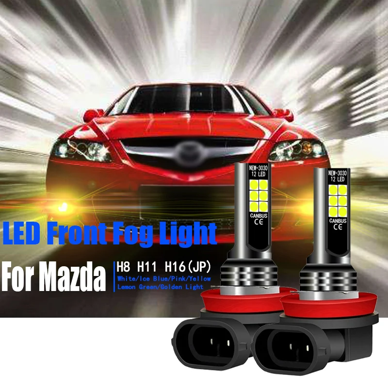 2pcs Car LED Fog Light Bulb Auto Lamp H8 H11 H16 JP For Mazda 5 3 2 DE DH DL DJ 6 GH GJ CX-5 2011-2016 CX-7 2006-2014 CX-9 MX-5