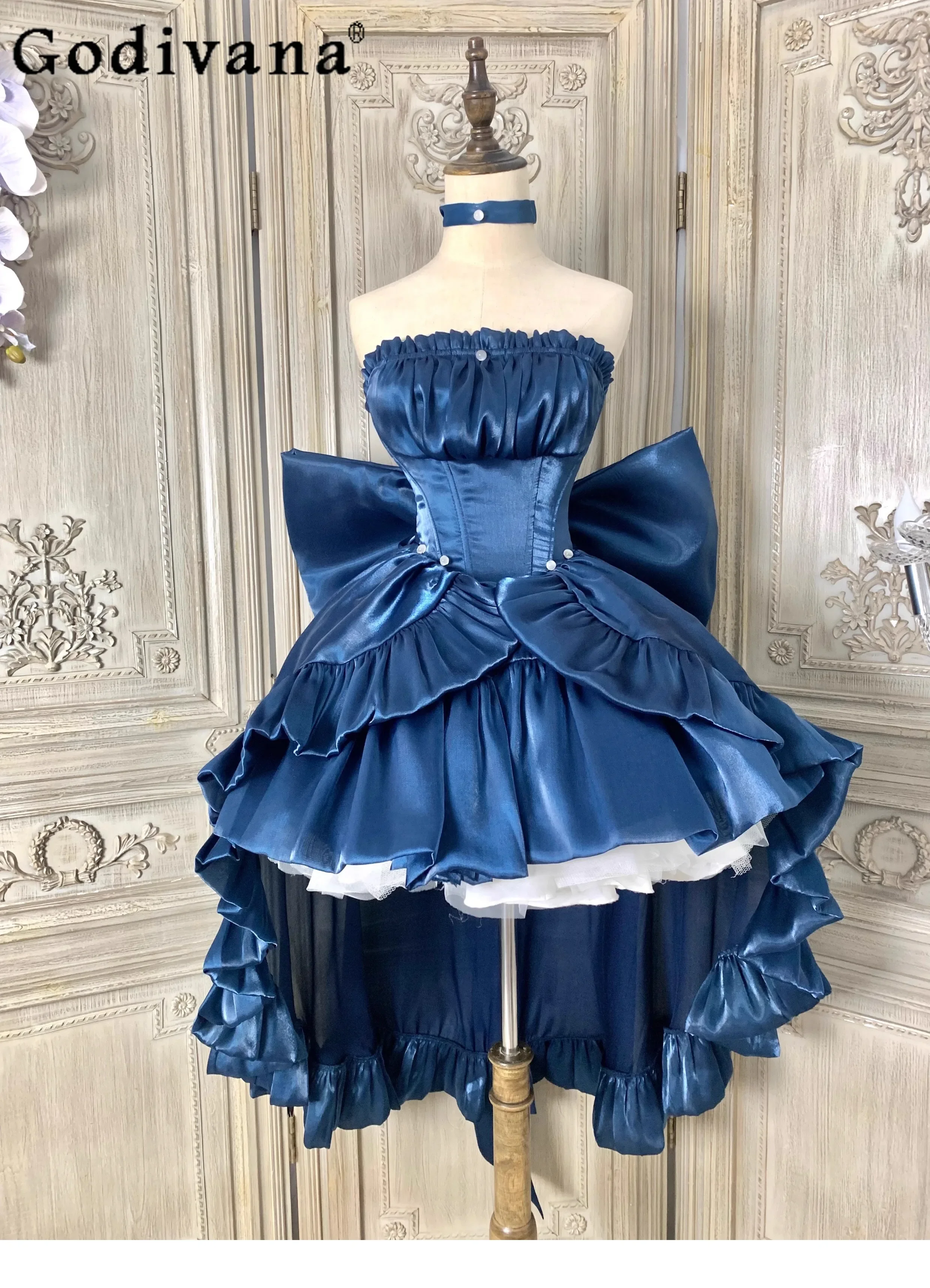 Women's Tube Top Mesh Graceful Bow Pettiskirt Dress
