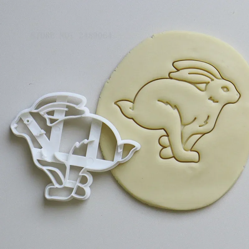 Easter Cookie Cutters Cute Yoga Rabbit Egg Plastic Cookie Embossed Molds DIY Baking Cakes Decorations Tools Kitchen Accessories