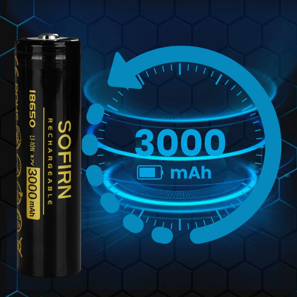 3000mAh 18650 Rechargeable Li-ion Battery for LED Flashlight Battery Charger