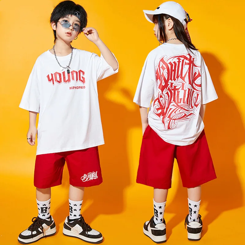 

Hip Hop Girls Lose Top Street Dance Pants Boys Solid Shorts Child Streetwear Clothes Set Kid Jazz Costume