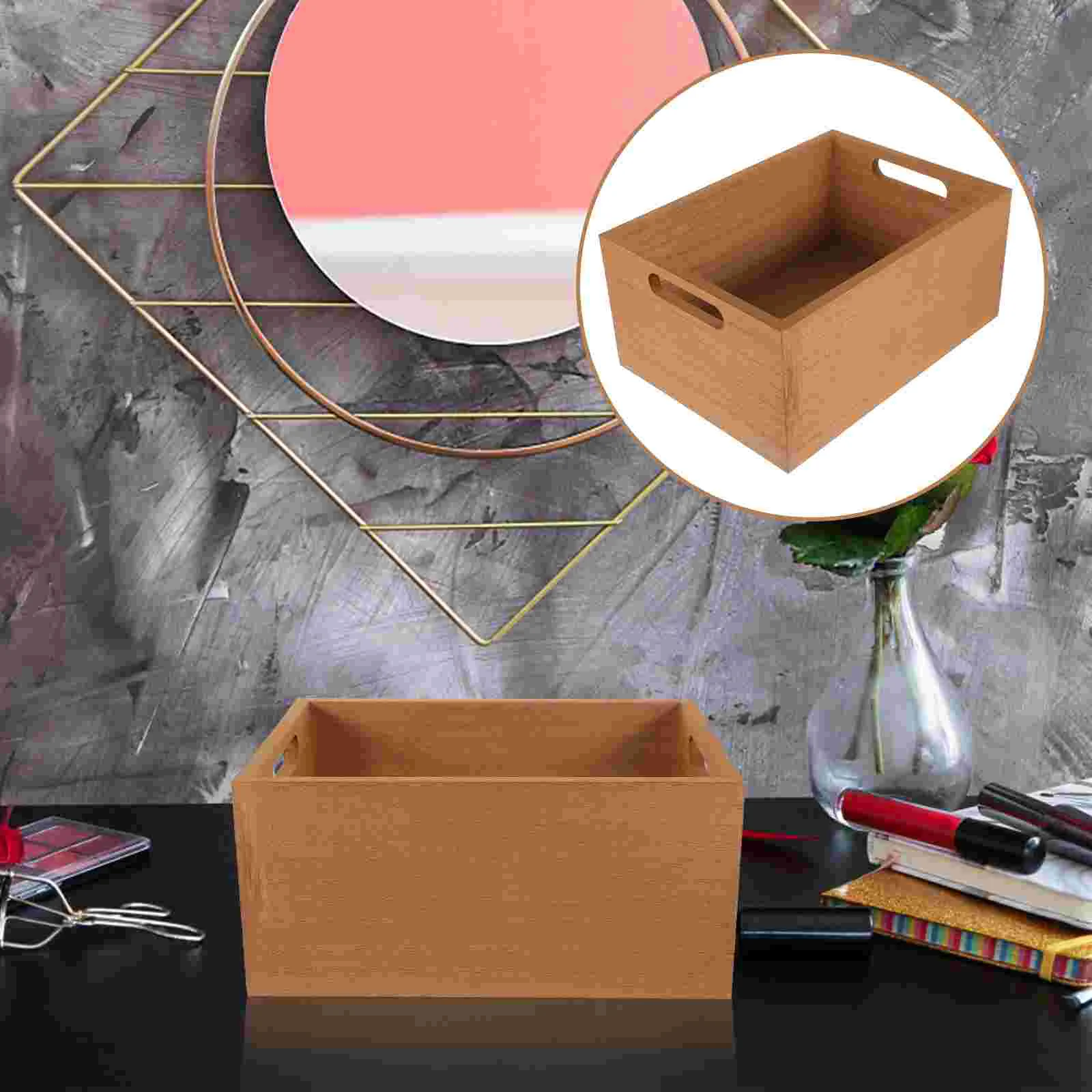 

Wooden Storage Box Desktop Makeup Jewelry Holder Snack Bread Storage Box Toys Book Organizer