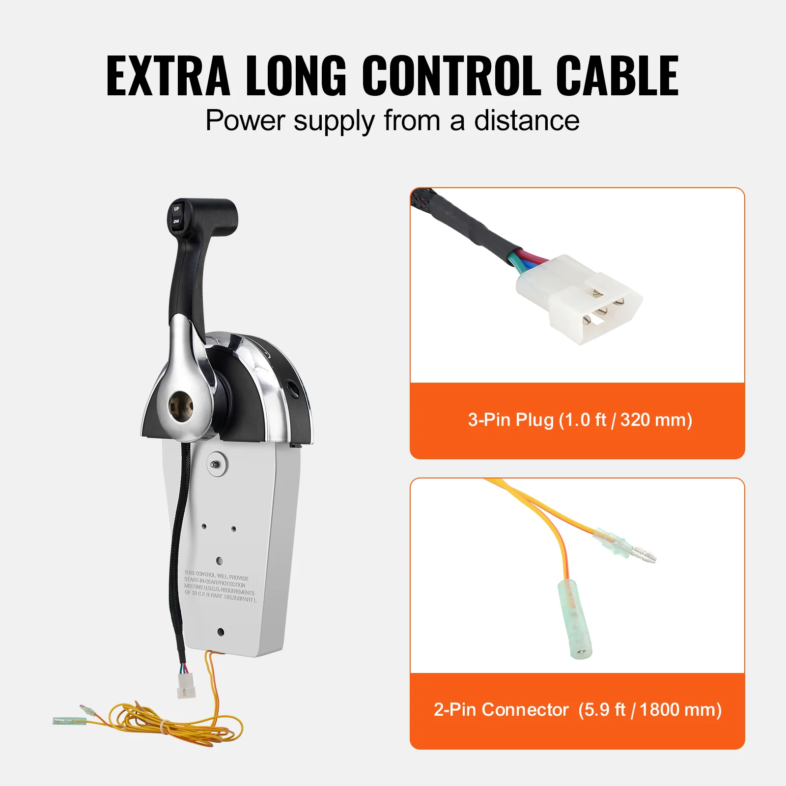 SucceBuy Boat Throttle Control, 8M0059686 Top-Mounted Outboard Remote Control Box for Mercury PT 2-Stroke with Power Trim Switch