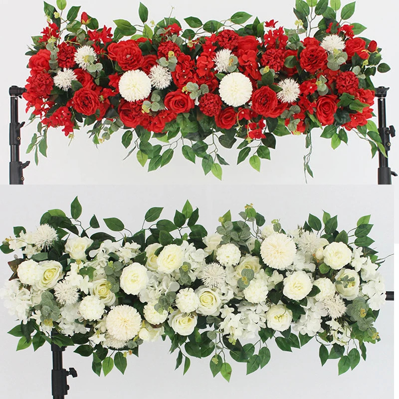 

50/100CM DIY Wedding Flower Wall Arrangement Supplies Silk Peonies Rose Artificial Floral Row Decor Marriage Iron Arch Backdrop