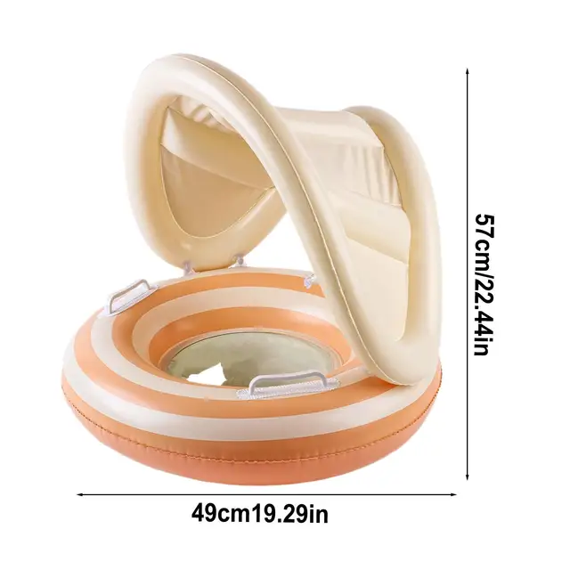 Baby Pool Float with Canopy Floating Pool Chair Adjustable Float Trainer with Sunshade for Babies Toddler Kid Puddle 6