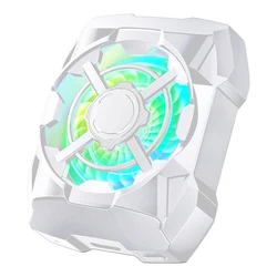Rechargeable Wireless Phone Cooling Fan with Adjustable Speeds and Blue Light (WHITE)