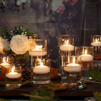 Cylinder Glass Cup Candlestick Wedding Transparent Candle Cup Holder Glass Vase Dining Table Candle Container Art Storage Jar 3