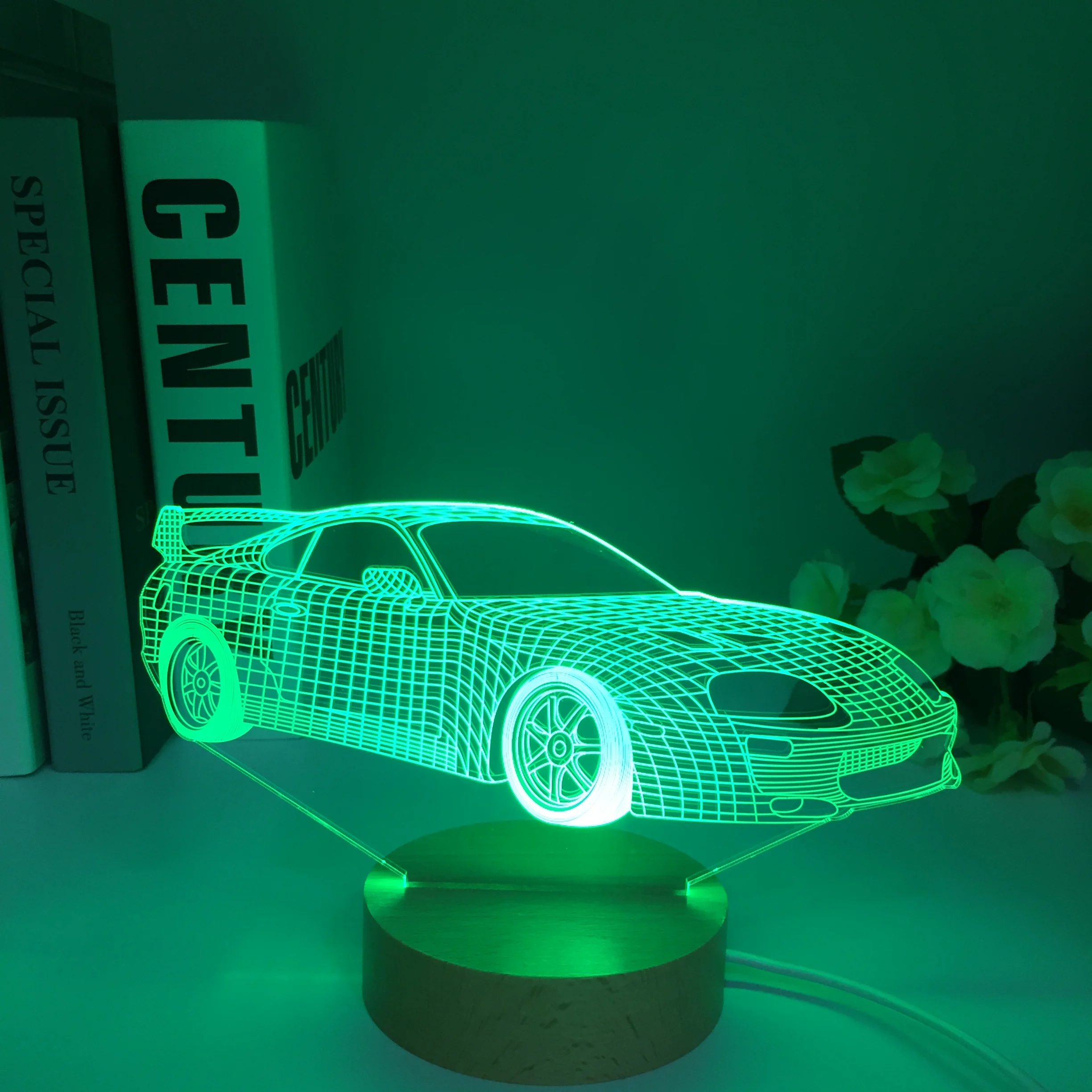 3D Illusion Lamp USB LED Race Car Night Light 7 Color Changing Bedroom Decor  for Men Boys Sports Racing Car Toy Kid Wooden Gifts - AliExpress