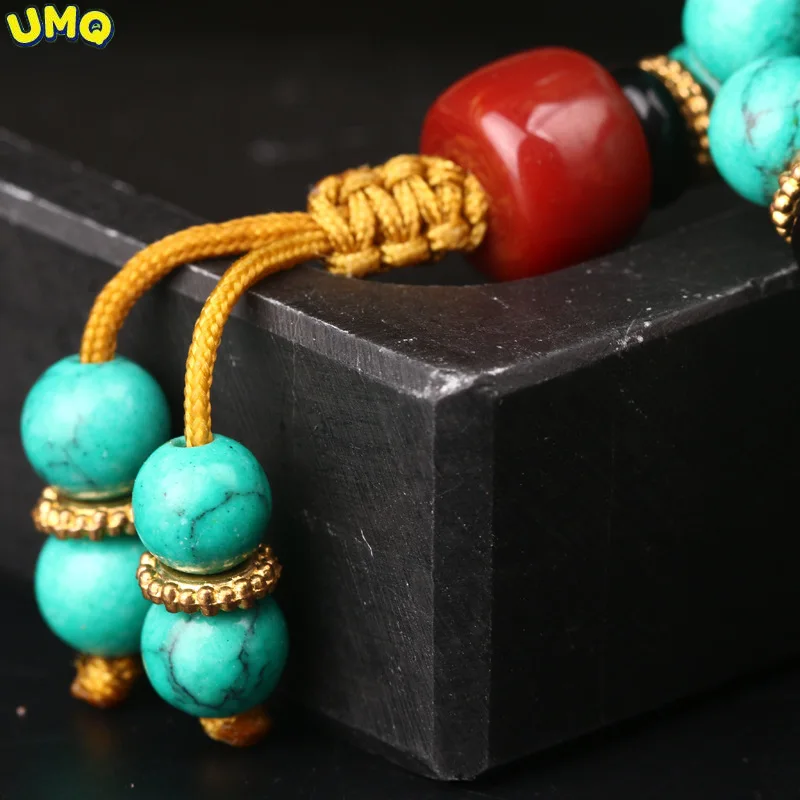 

Optimizing Turquoise 8mm 108 Tibetan Folk Style Buddha Beads Bracelet Couple Style Bracelet for Men and Women