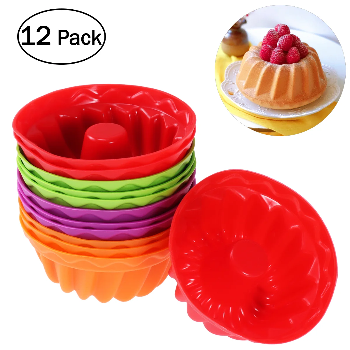 

OUNONA Silicone Round Chiffon Cake Mold Silicone Dessert Baking Tool DIY Cake Decorating Accessories(Random Colors)