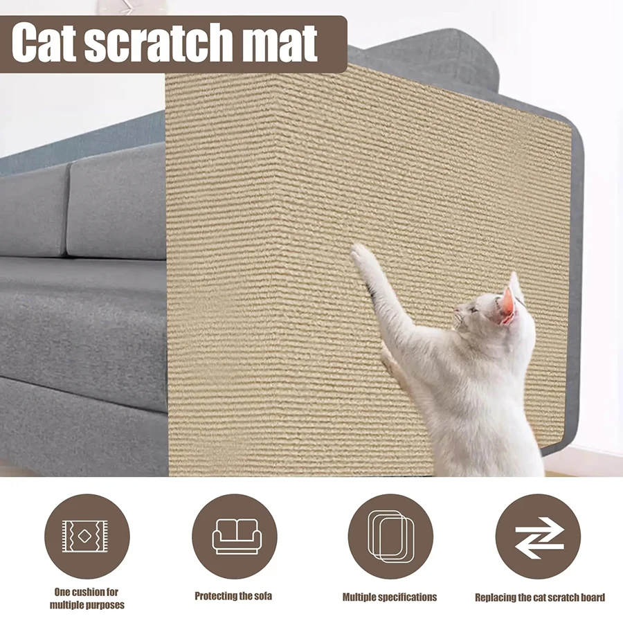 Cat Scratching Mat Self-Adhesive Crawling Mat Cats Scratch Board Protection Paws Cat Toys Furniture Protector cat scratching mat